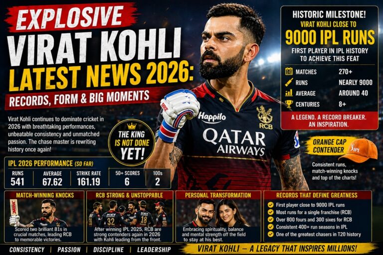Explosive Virat Kohli Latest News 2026: Records Form & Big Moments