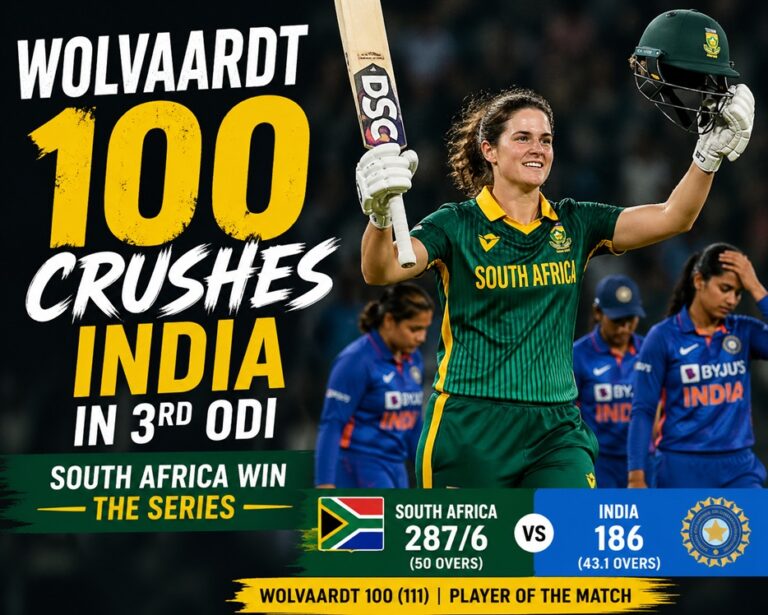 Wolvaardt 100 Crushes India in 3rd ODI