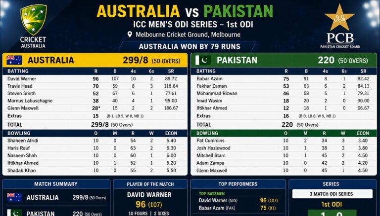 Australia vs Pakistan Cricket Scorecard