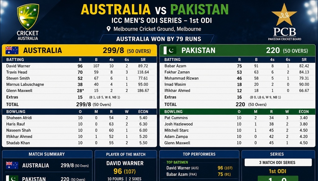 Australia vs Pakistan Cricket Scorecard