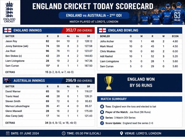 England Cricket Today Scorecard