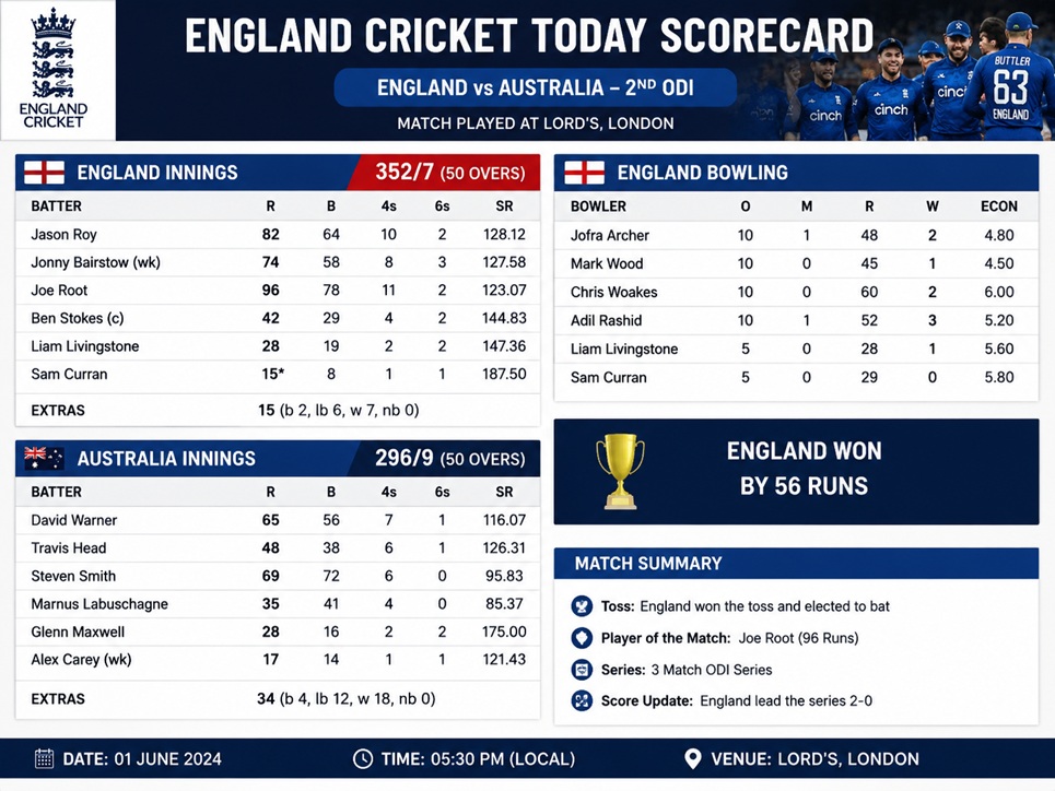 England Cricket Today Scorecard