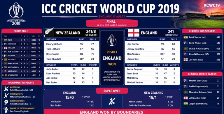 ICC Cricket World Cup 2019 Scorecard