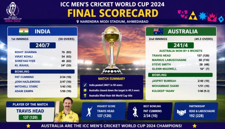 2024 Cricket World Cup Final Scorecard